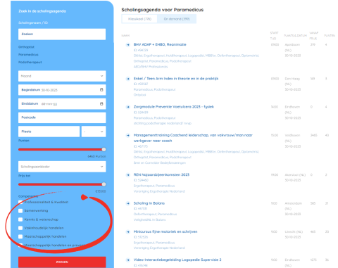 Scholingsagenda filter competenties