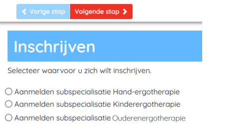 Kies een specialisatie stap 2 ergo